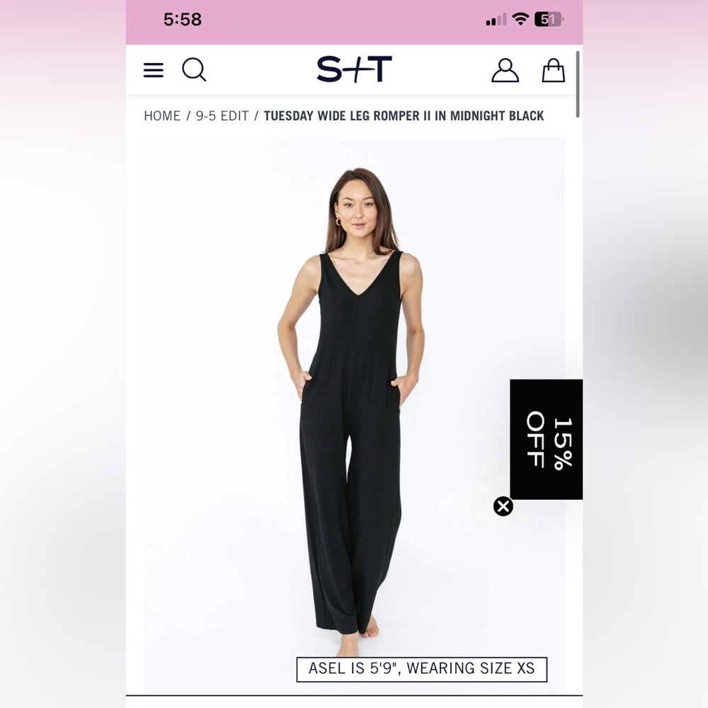 Smash + tess tuesday wide leg romper in midnight black S